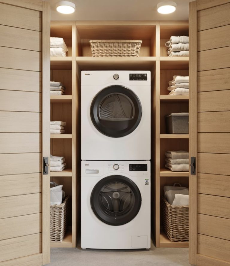 42 Small Laundry Room Designs With Stackable Ideas & Clever Layout ...