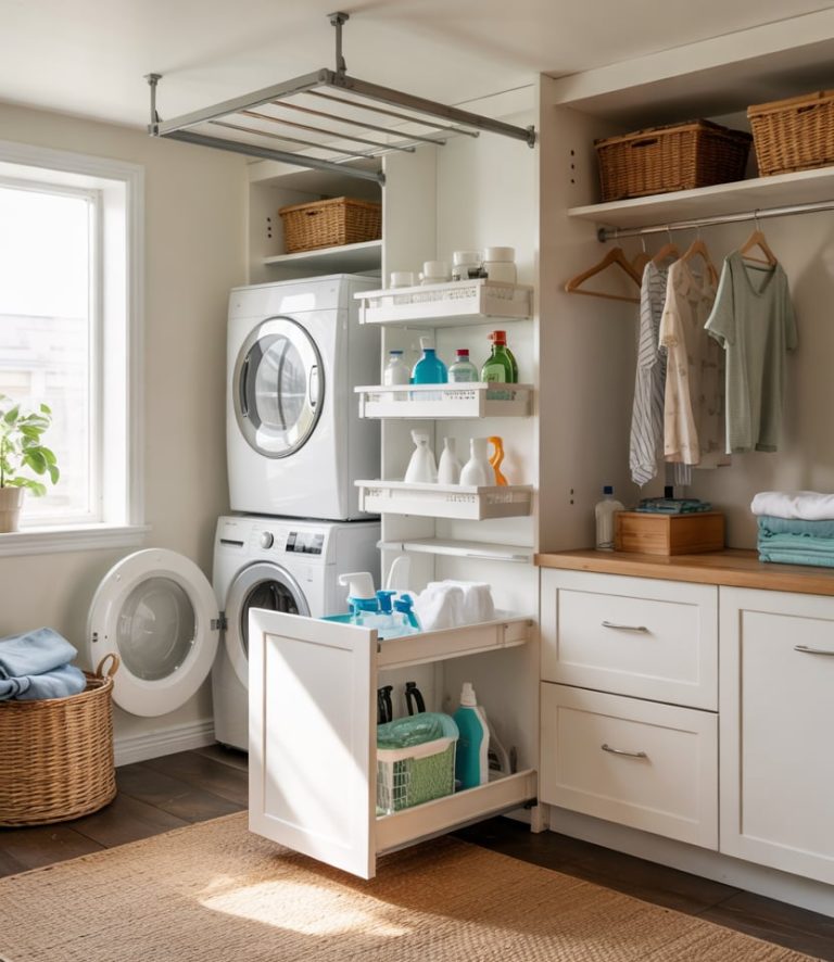 42 Small Laundry Room Designs With Stackable Ideas & Clever Layout ...