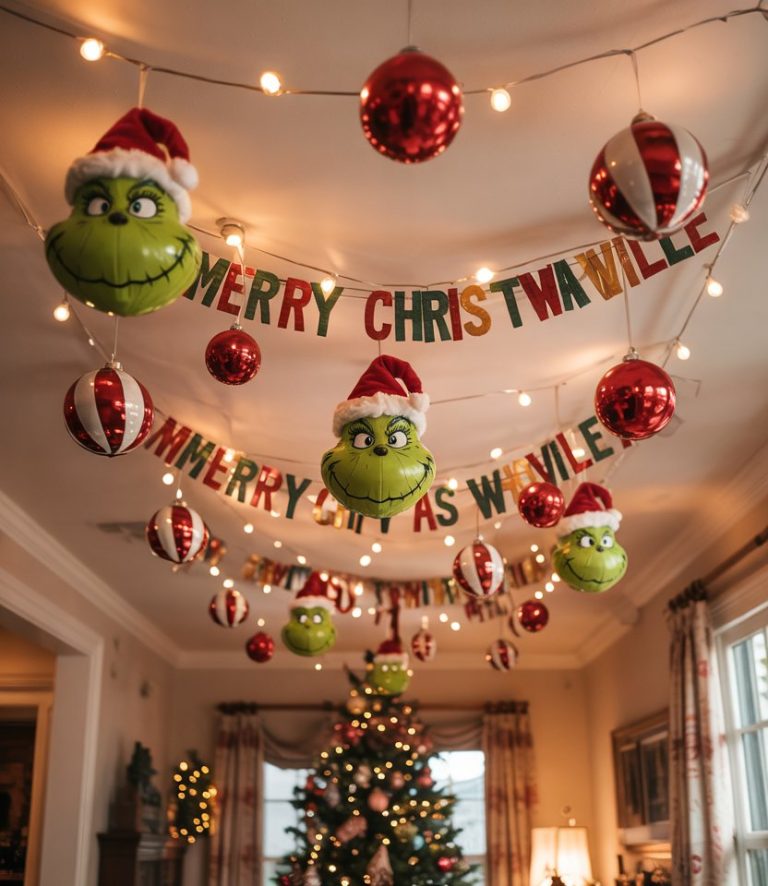 Grinch Christmas Decorations 33 Ideas for House, Classroom, Living Room ...