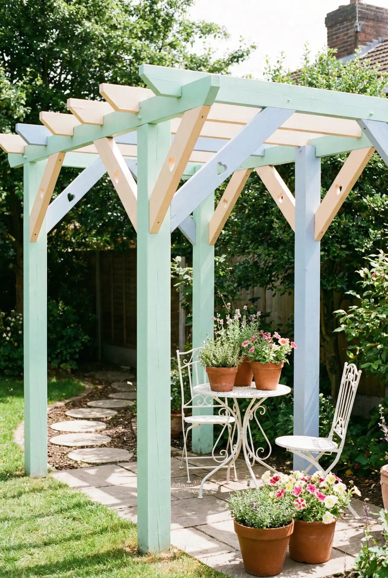 ACNH-Inspired Garden Pergola With Playful Color 2