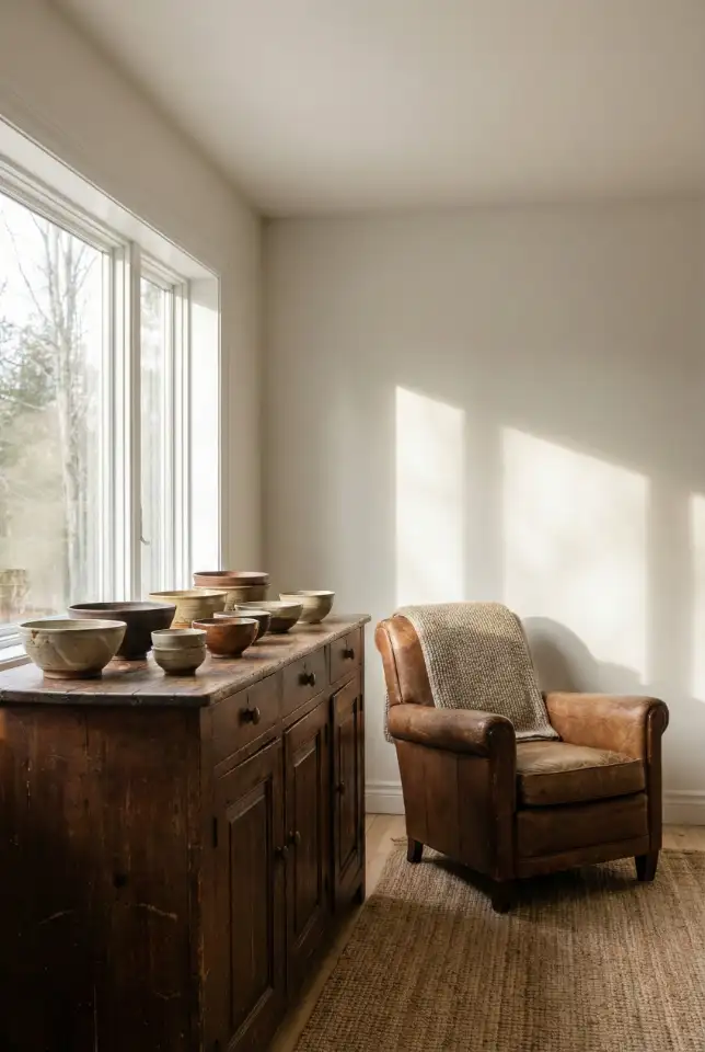 Antique-Inspired Living Room And Kitchen Pairing 2