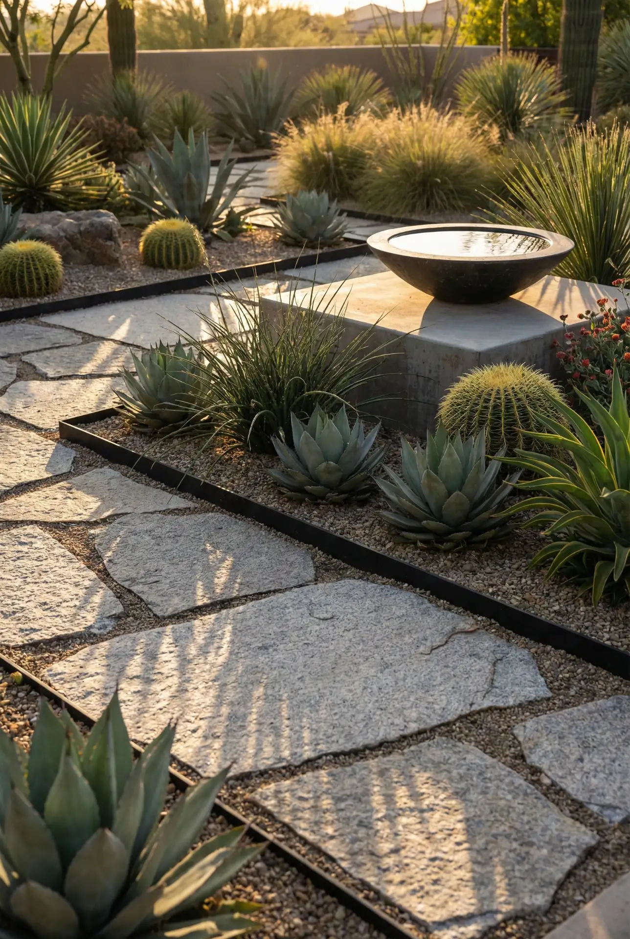 Arizona Grassless Xeriscape With Boulder Focal Point 2