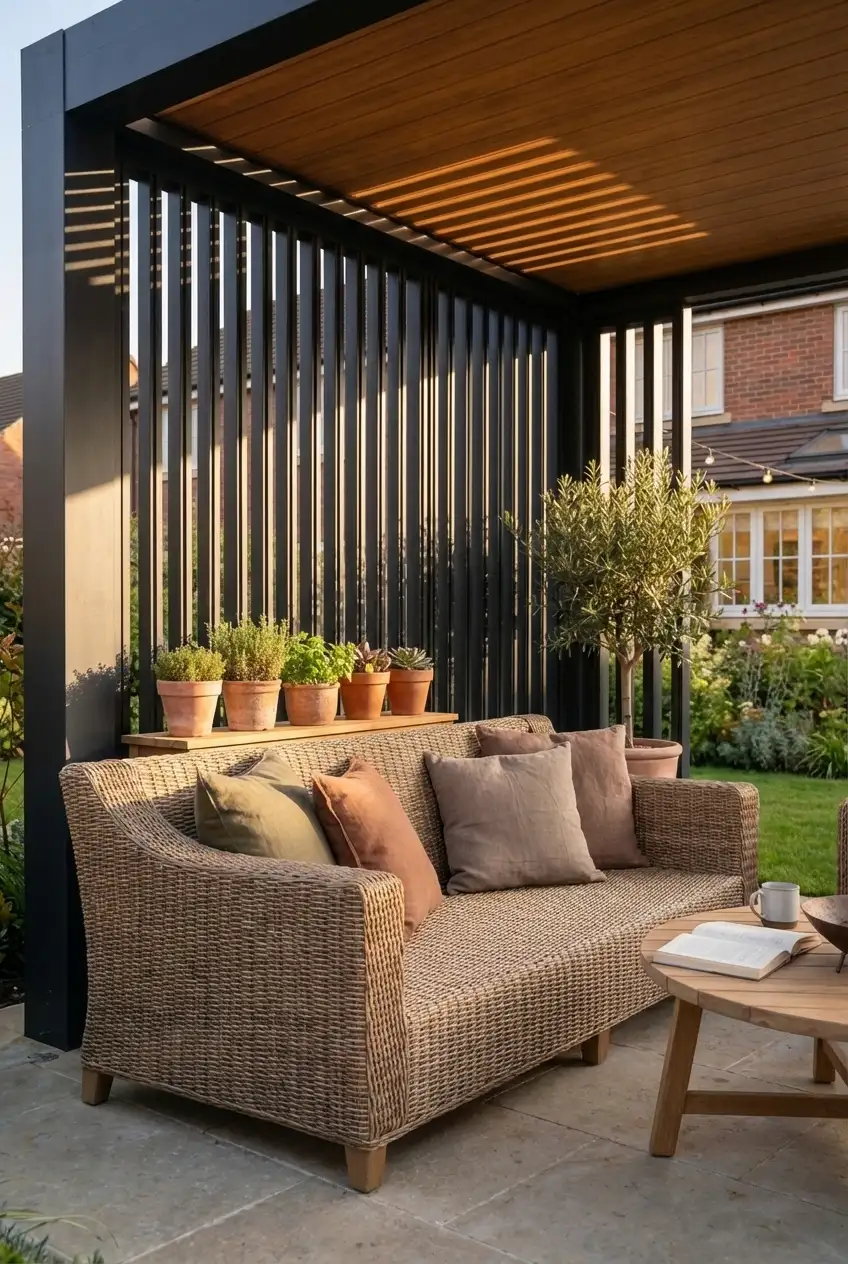 Attached Pergola With Built-In Bench On A Budget 1