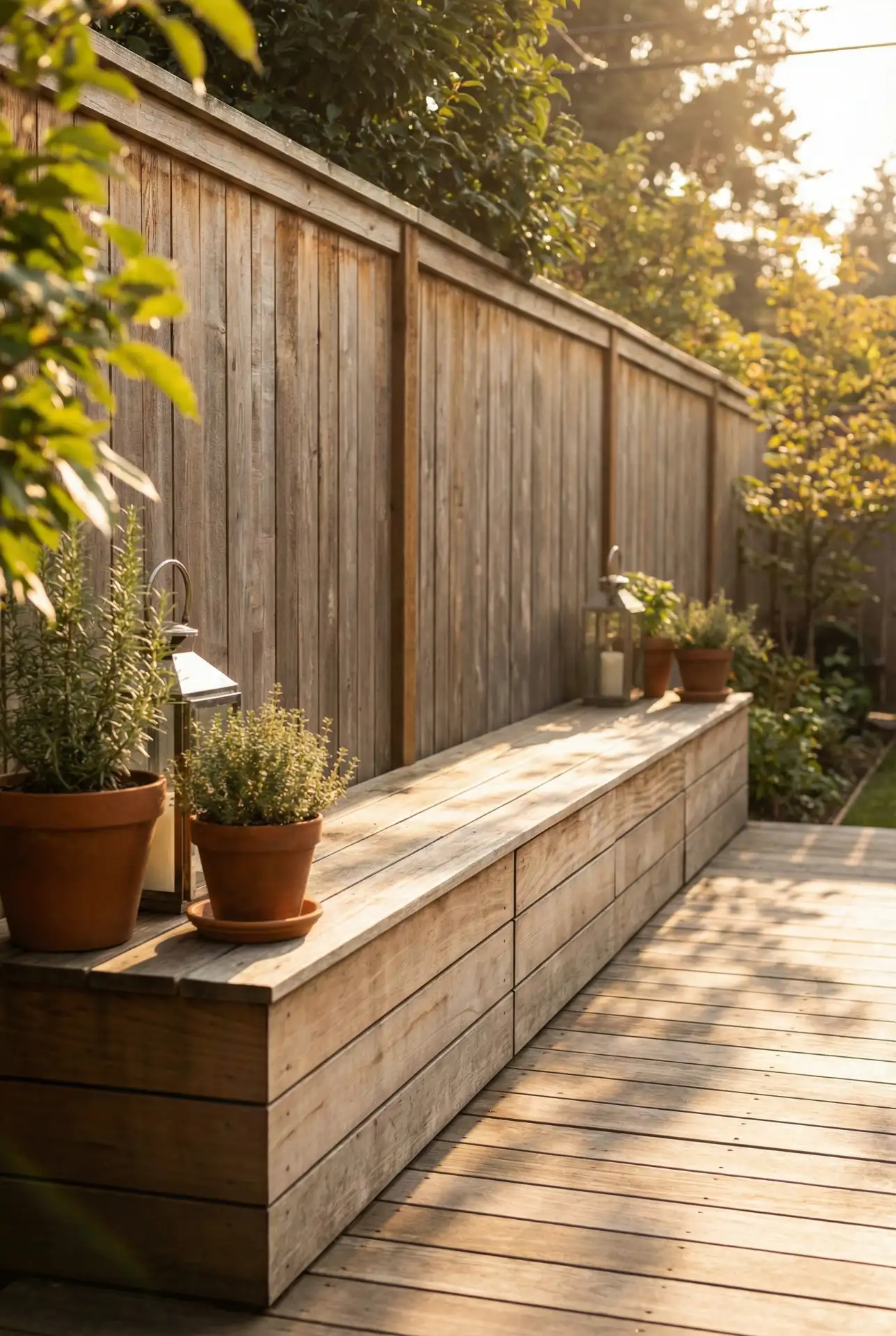 Backyard Fence With Hidden Storage Bench 1
