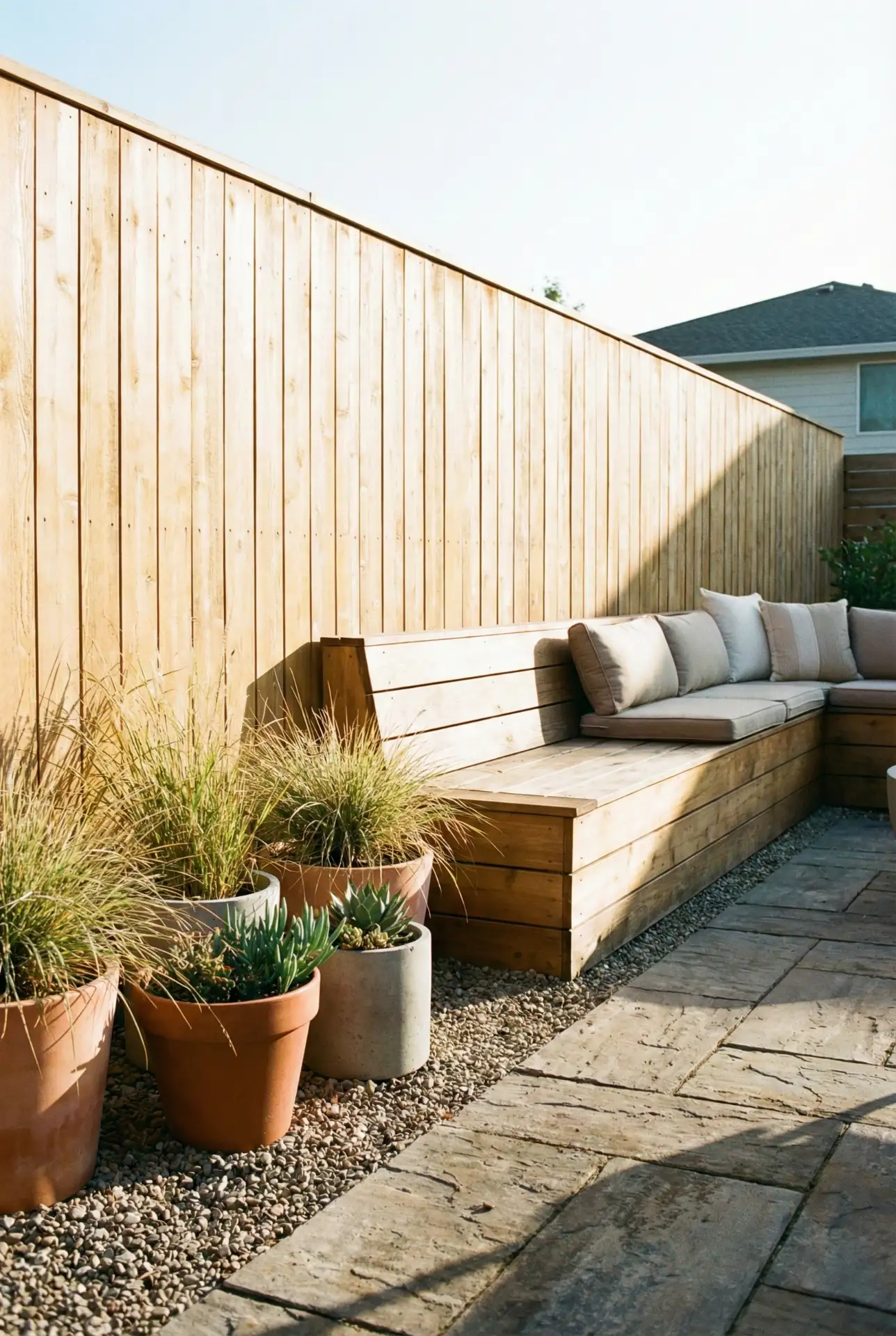 Backyard Fence With Hidden Storage Bench 2