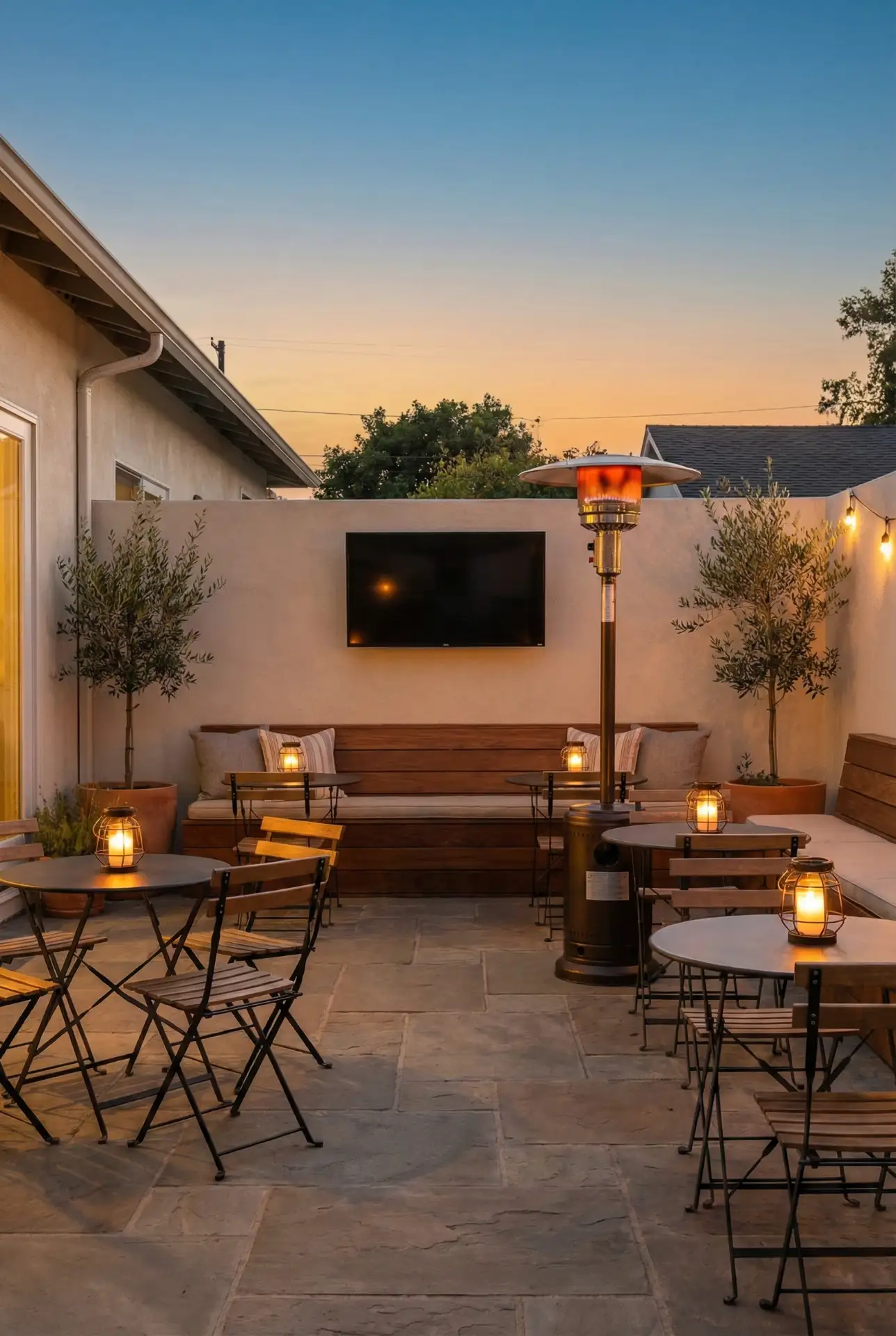 Backyard Outdoor TV Nook With Restaurant-Style Seating 1