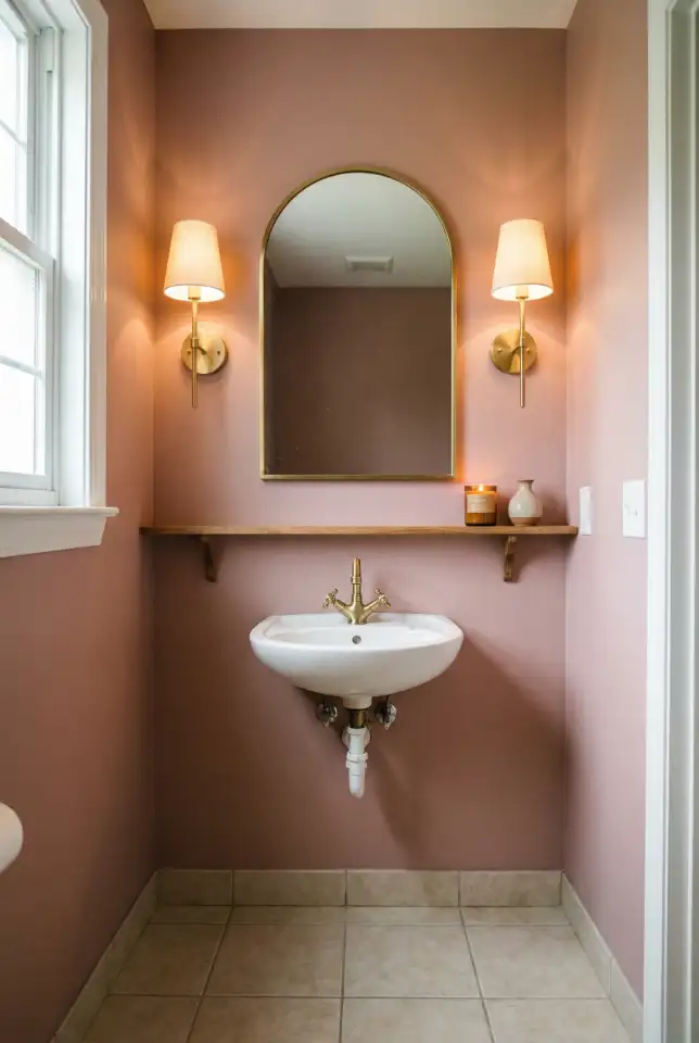 Basement Guest Half Bath With Elegant Lighting Upgrade 1