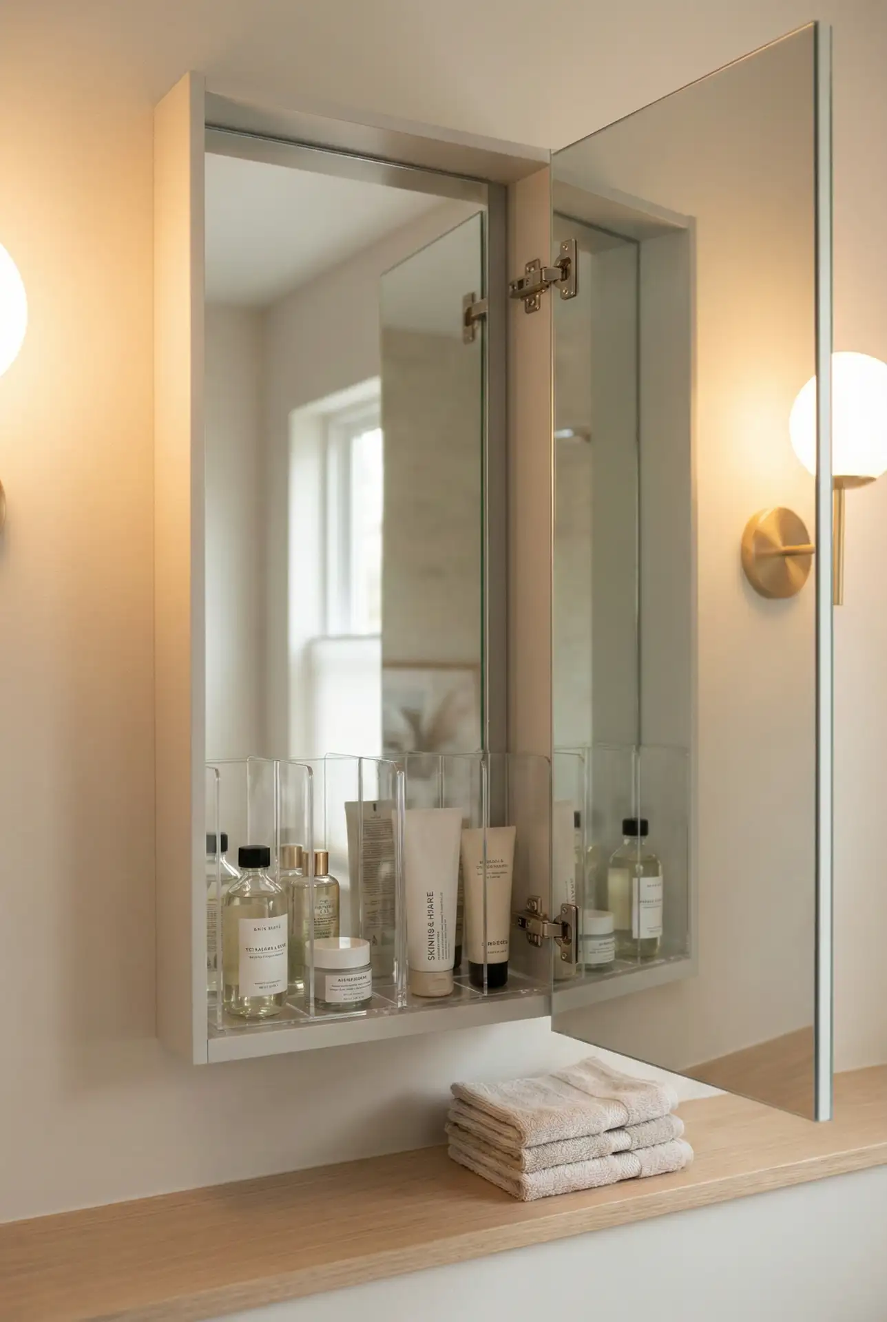 Bathroom Mirror Cabinet With File-Style Dividers 1