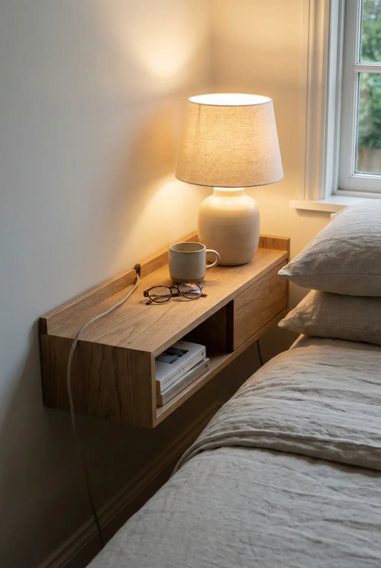 Bedside Wall Ledge With Vertical Book Slot 2