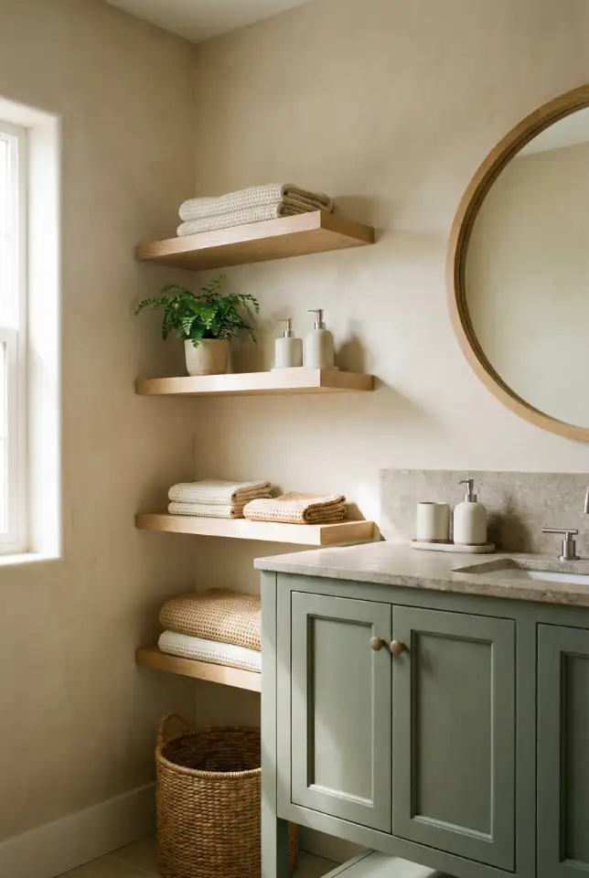 Beige And Green Bathroom With Soft Organic Modern Style 1