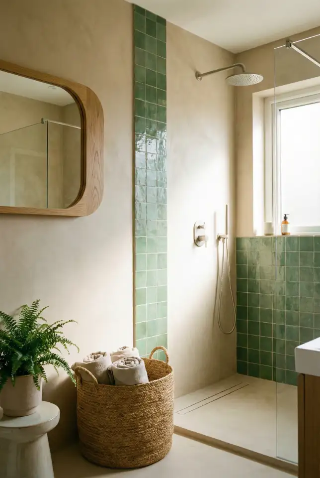 Beige And Green Bathroom With Soft Organic Modern Style 2