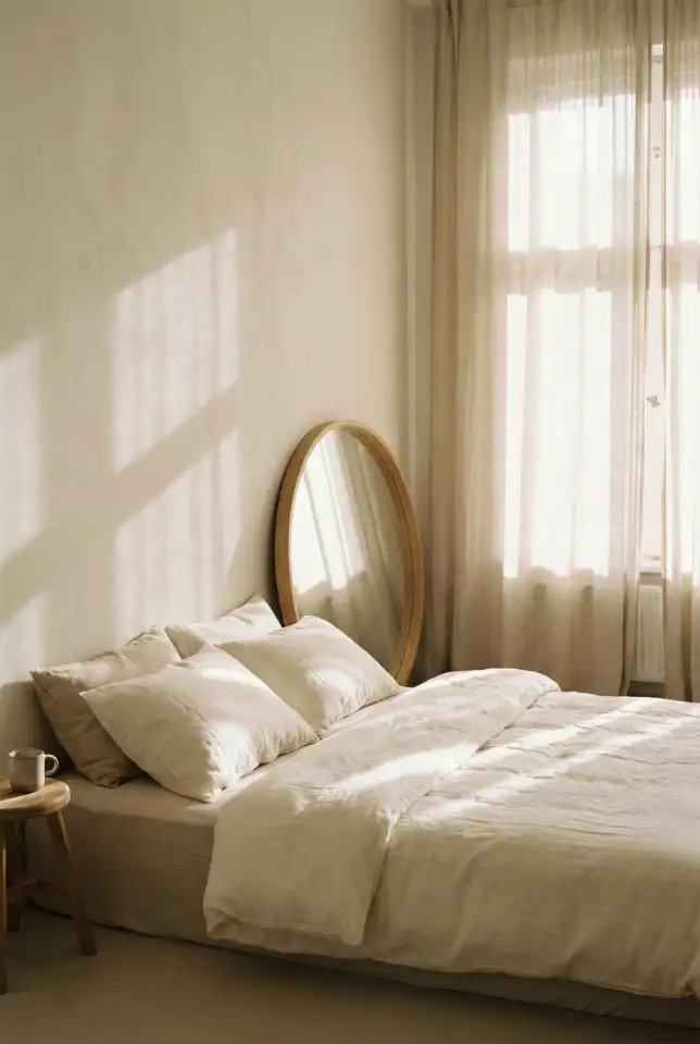 Beige And White California Minimal Bedroom 1