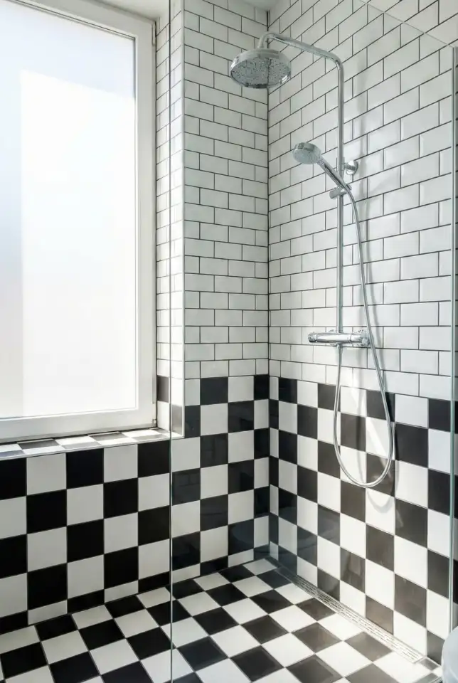 Black and White Classic Tile Shower 1