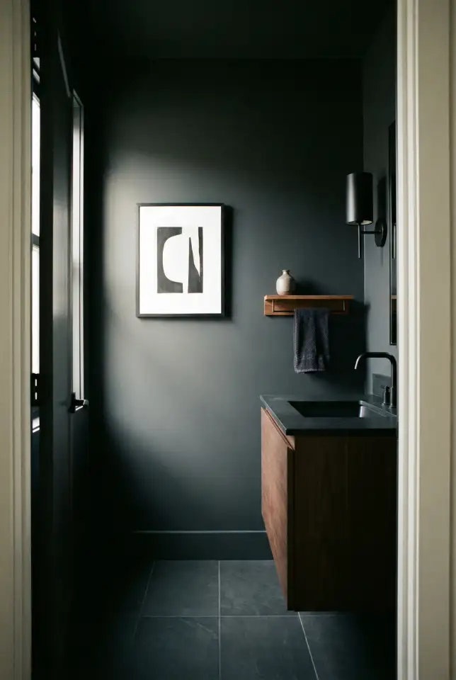 Bloxburg Dark Powder Room With Sleek Modern Layout 1