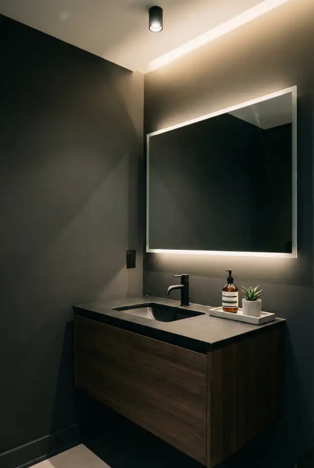 Bloxburg Dark Powder Room With Sleek Modern Layout 2