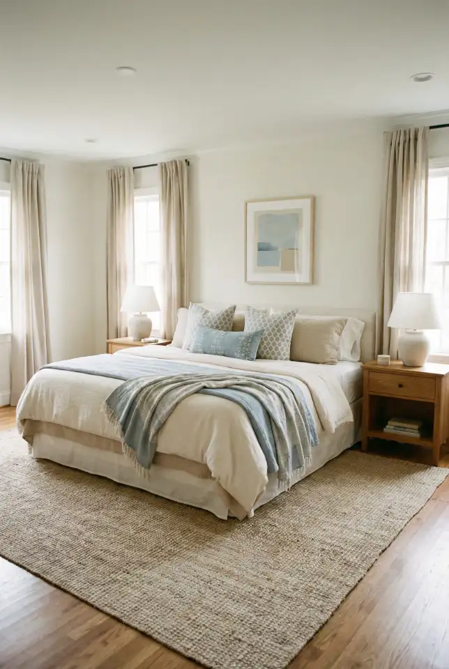 Blue And Beige Layered Classic Bedroom 1