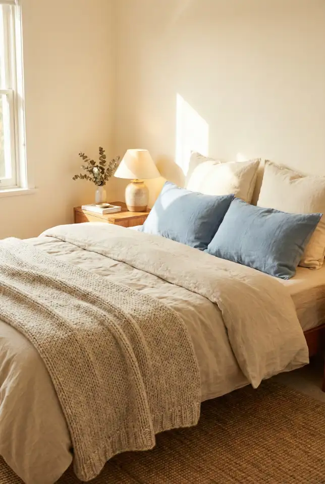 Blue And Beige Layered Classic Bedroom 2