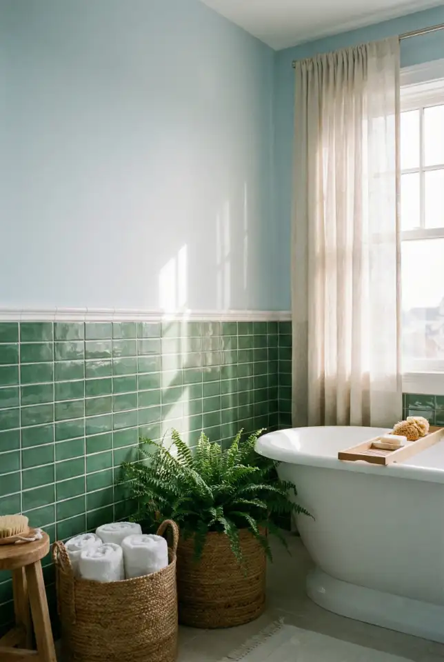 Blue And Green Bathroom With Clean Coastal Energy 1