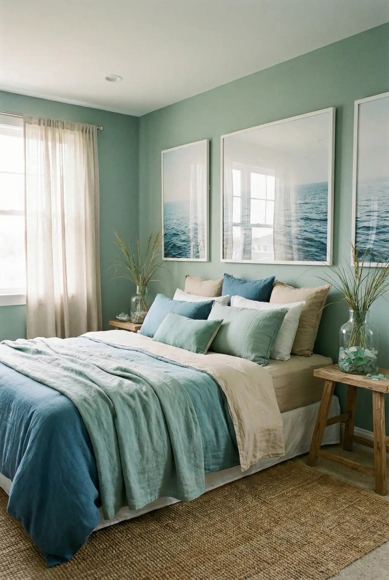 Blue And Sea Green Coastal Bedroom Refresh 2