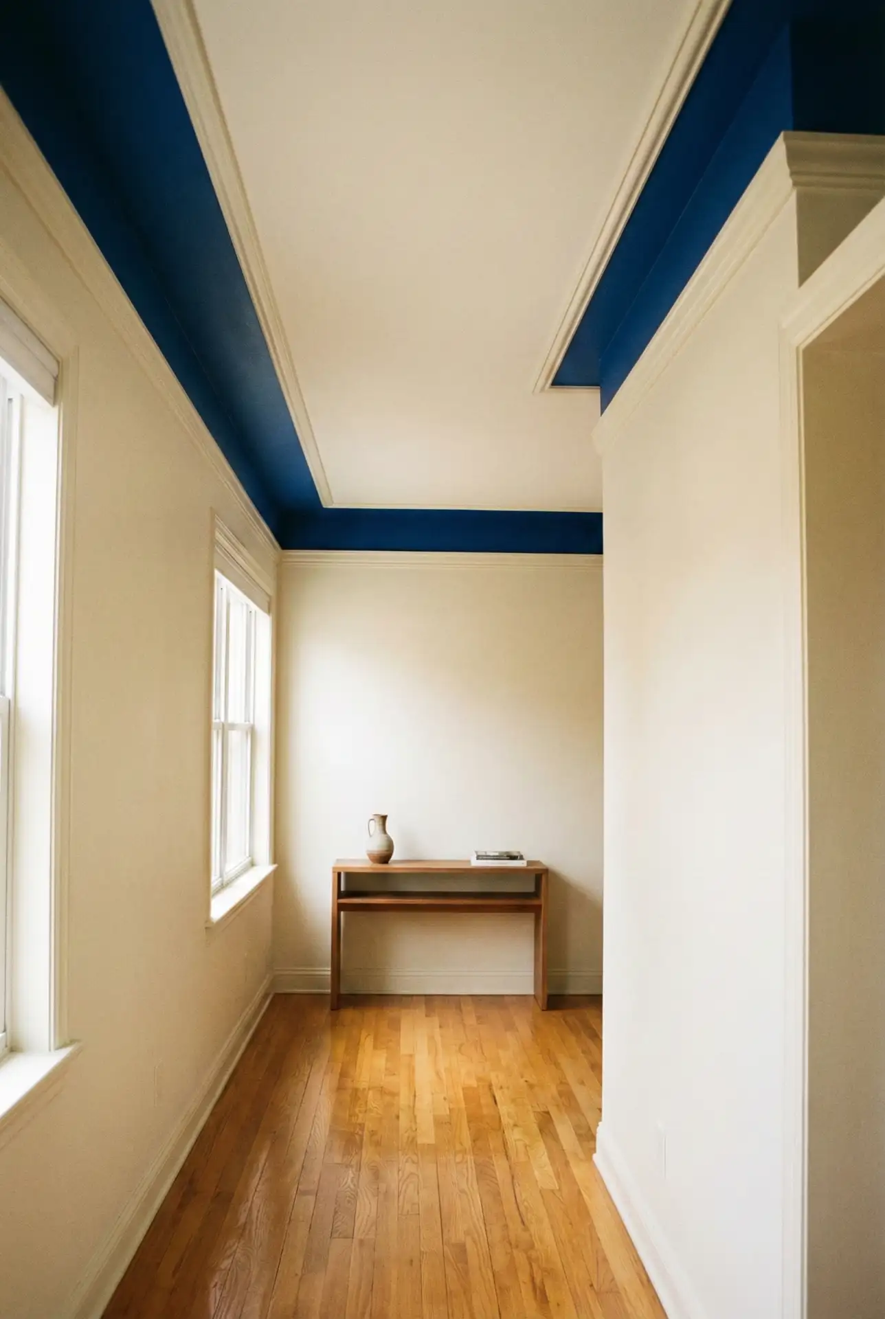 Blue Ceiling Stripe For A Long Narrow Hall 1