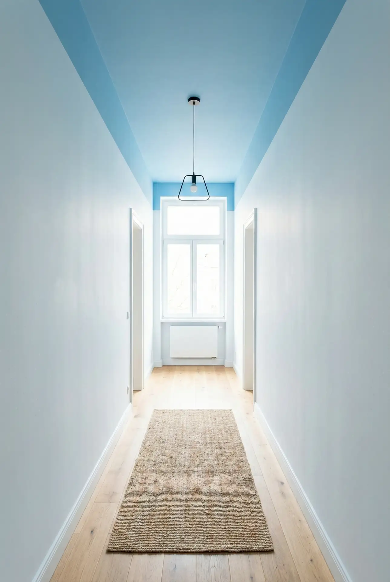 Blue Ceiling Stripe For A Long Narrow Hall 2