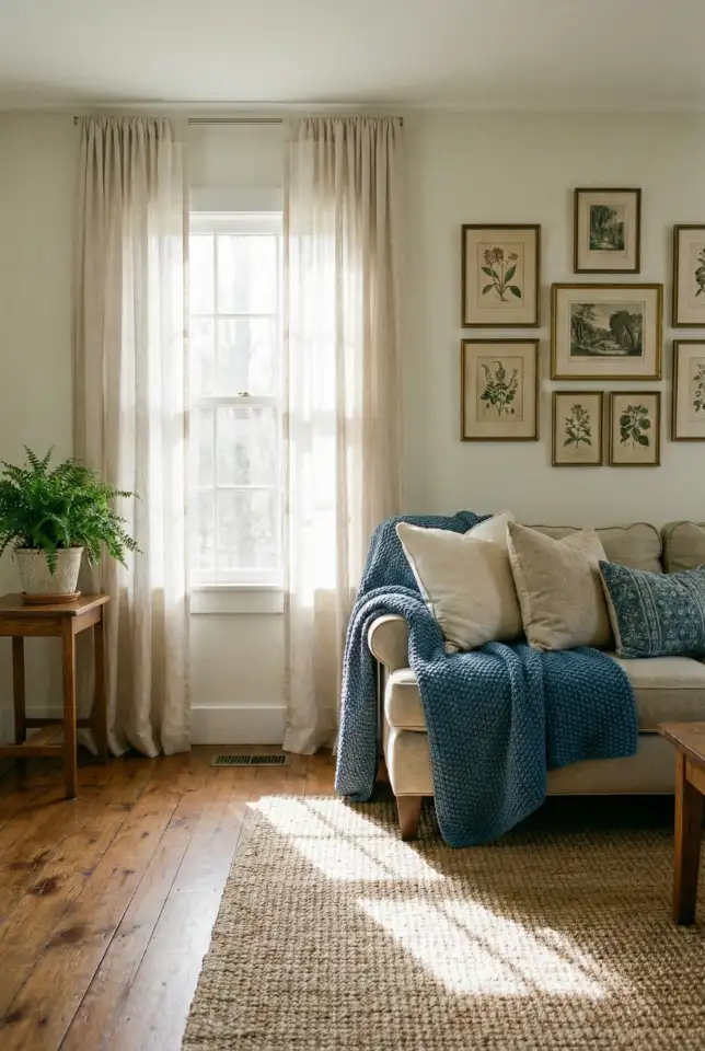 Blue Farmhouse Refresh With Light Window Treatments 2