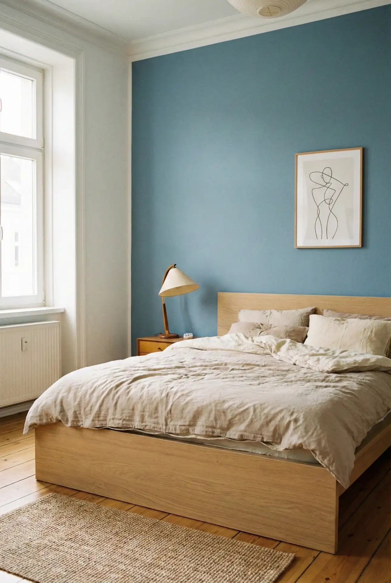 Blue Scandinavian Bedroom With Midcentury Calm 2