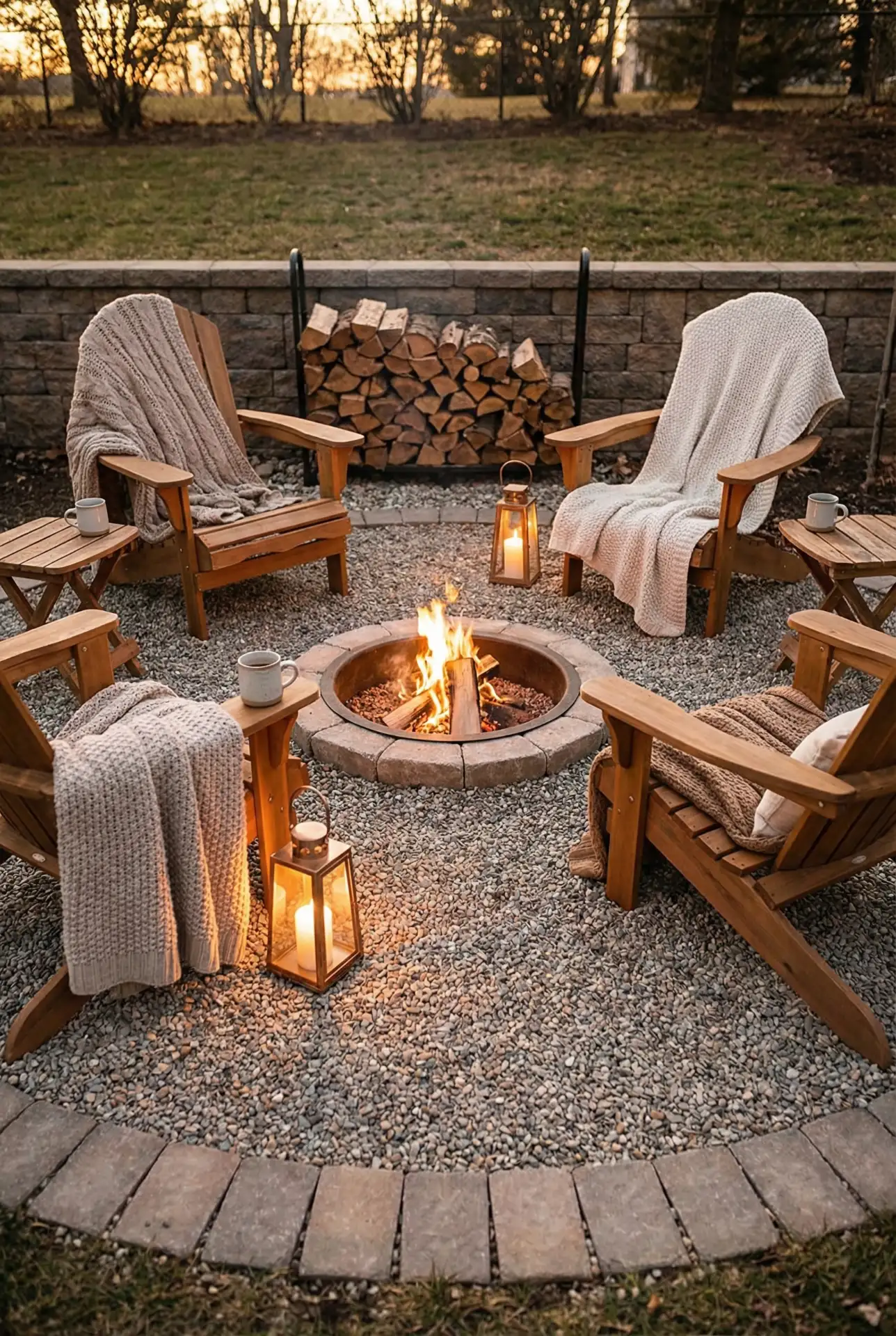 Budget Firepit Circle With Adirondack Seating 2