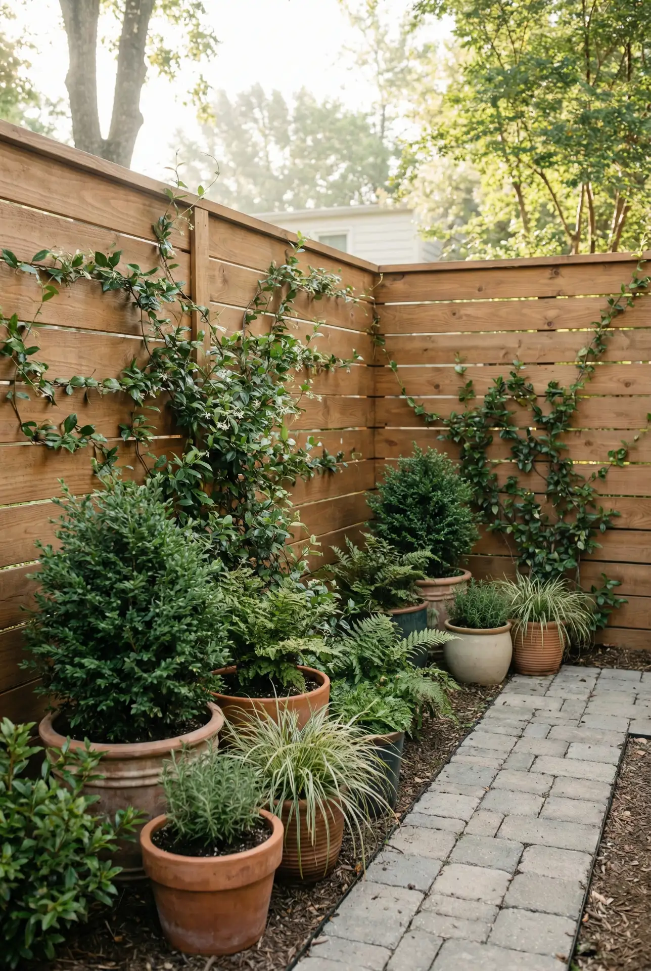 Budget Privacy Fence Upgrade With Greenery Layer 2