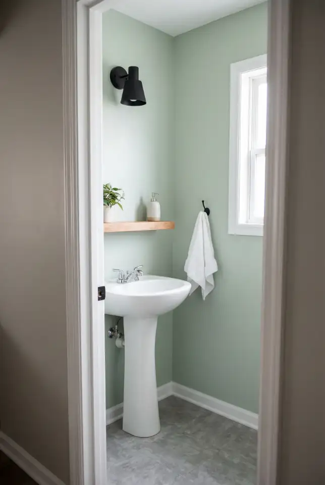 Budget Tiny Half Bath Makeover With Paint and Simple Fixtures 2