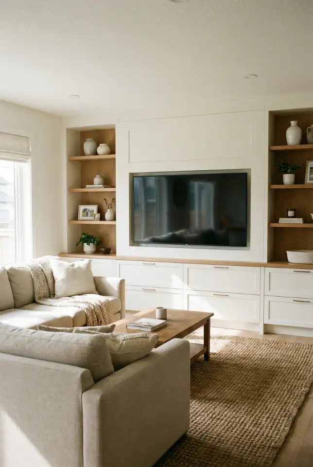 Built-In Media Wall With Hidden Gaming Storage 1