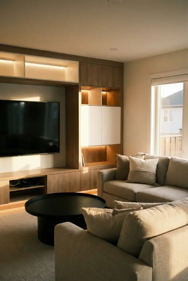 Built-In Media Wall With Hidden Gaming Storage 2