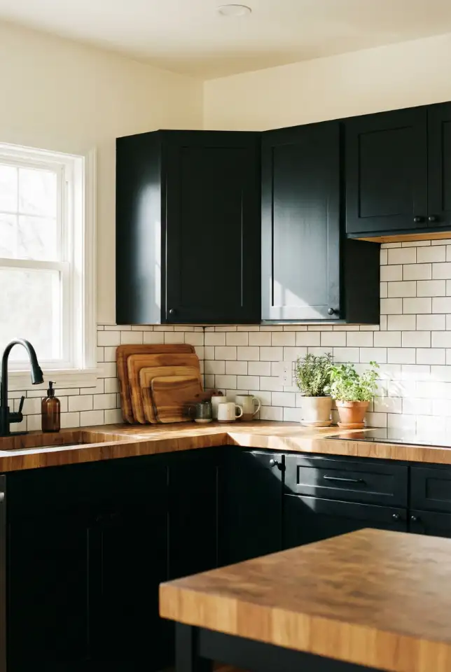 Butcher Block Warmth Against Matte Black 1