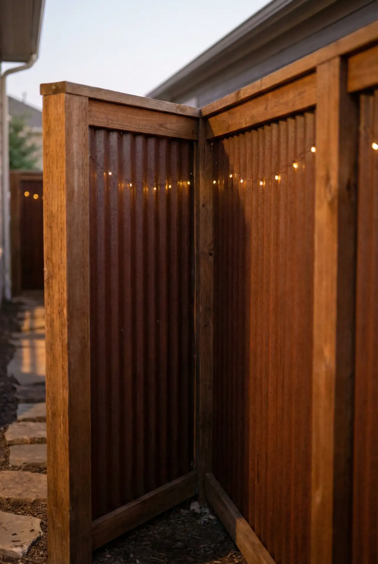 Cedar And Sheet Metal Screen Fence 2