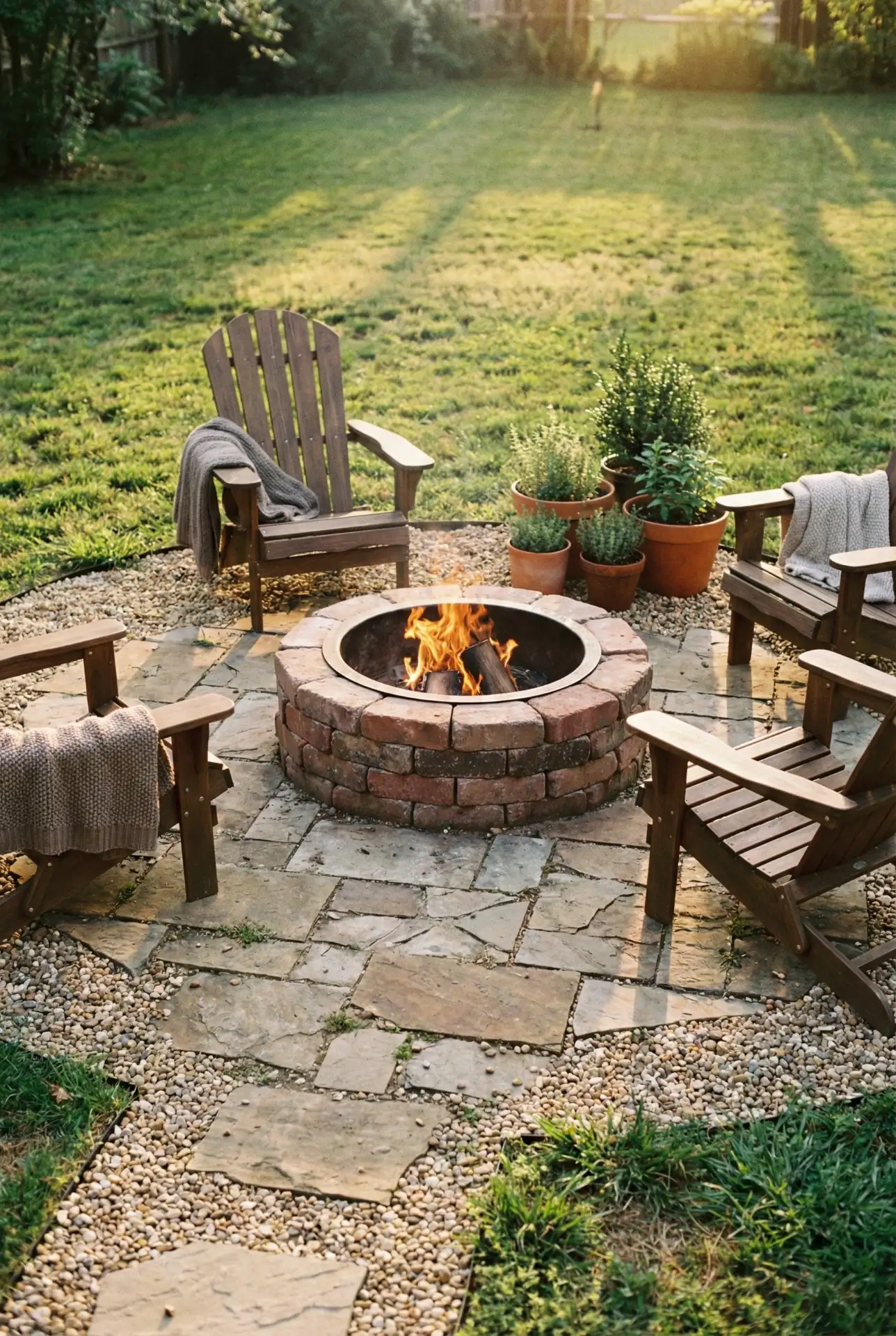 Cheap DIY Brick Pit With Paver Landing 1