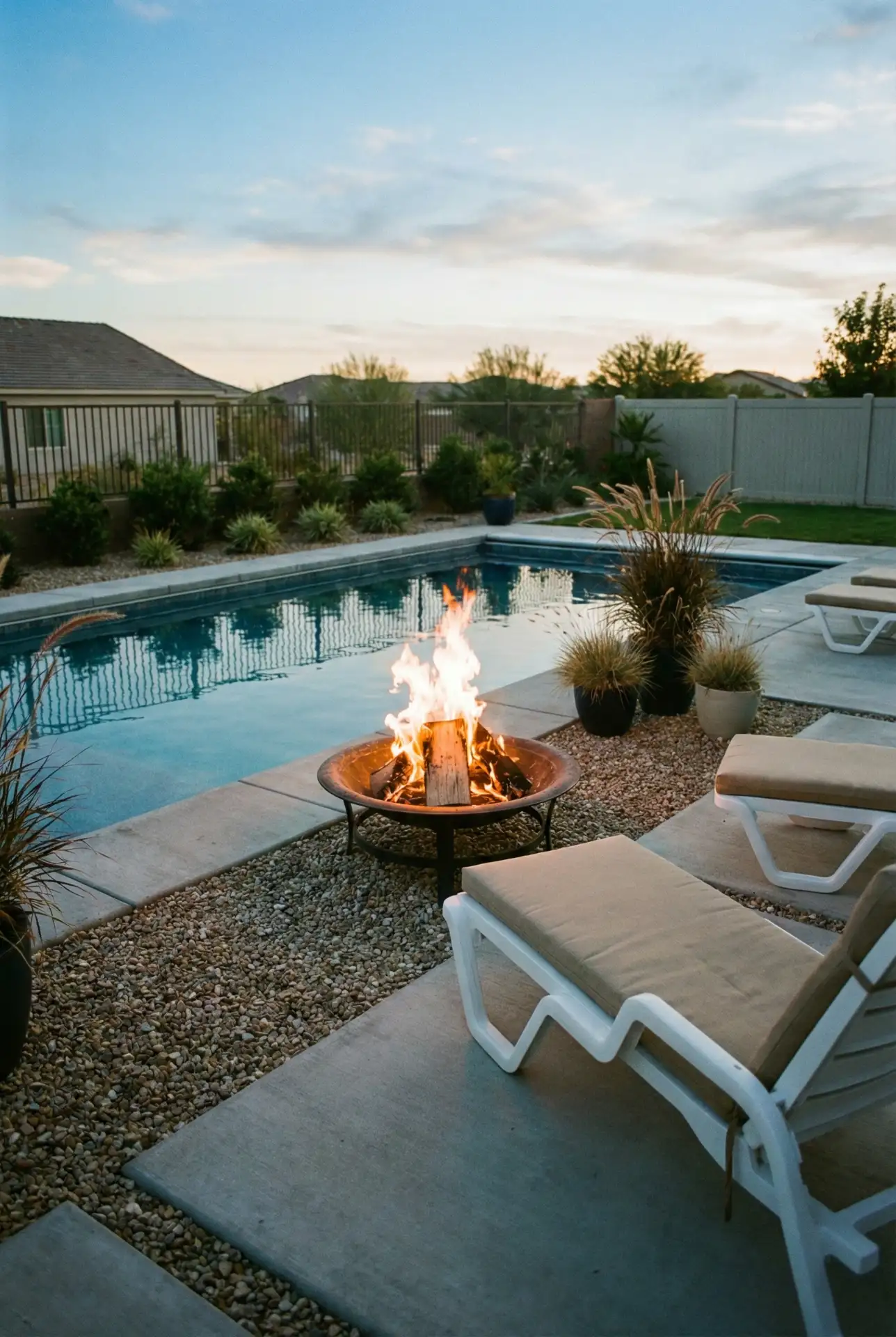Cheap Easy Poolside Fire Pit Strip 2