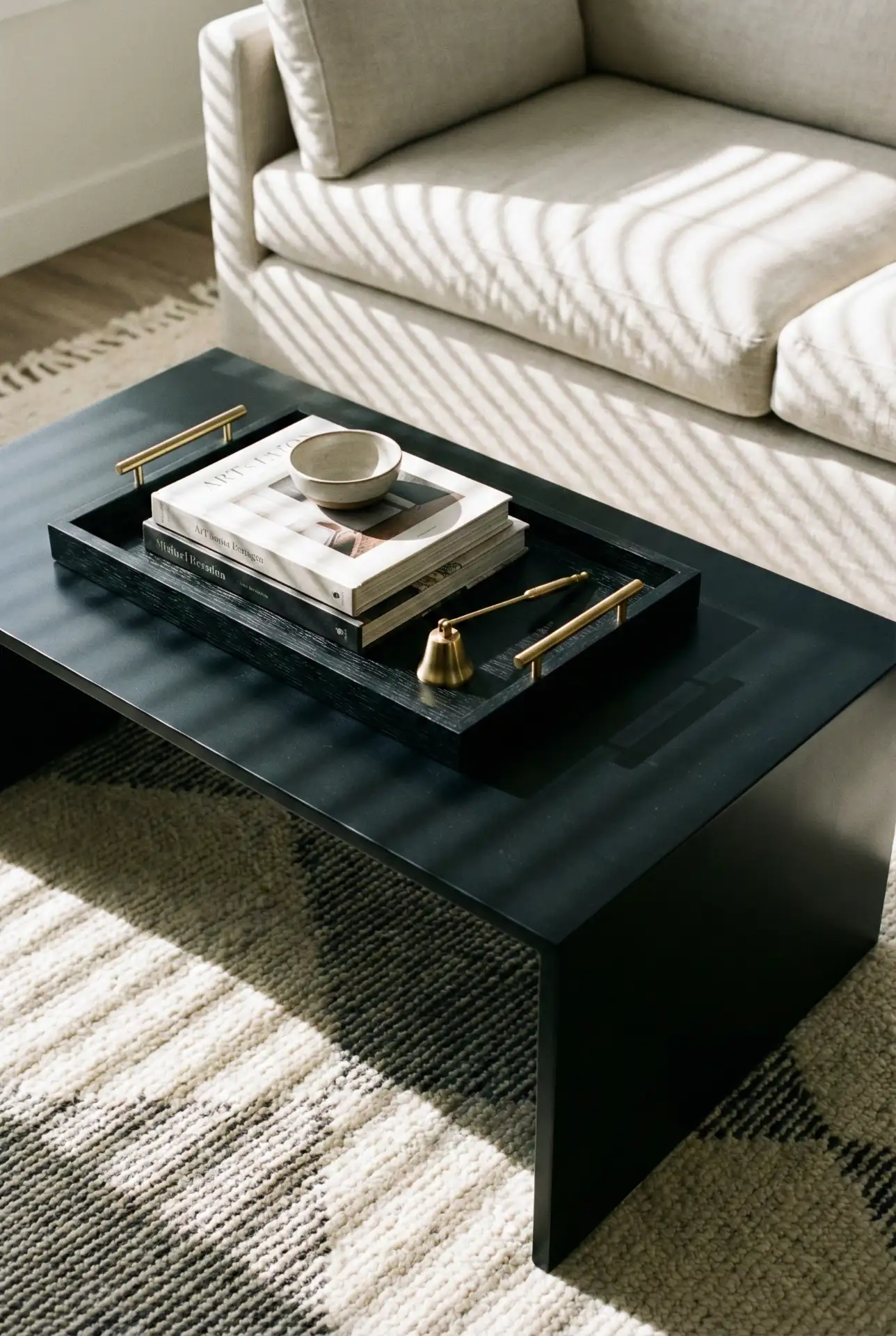Chic Rectangle Tray Moment for a Black Coffee Table 1