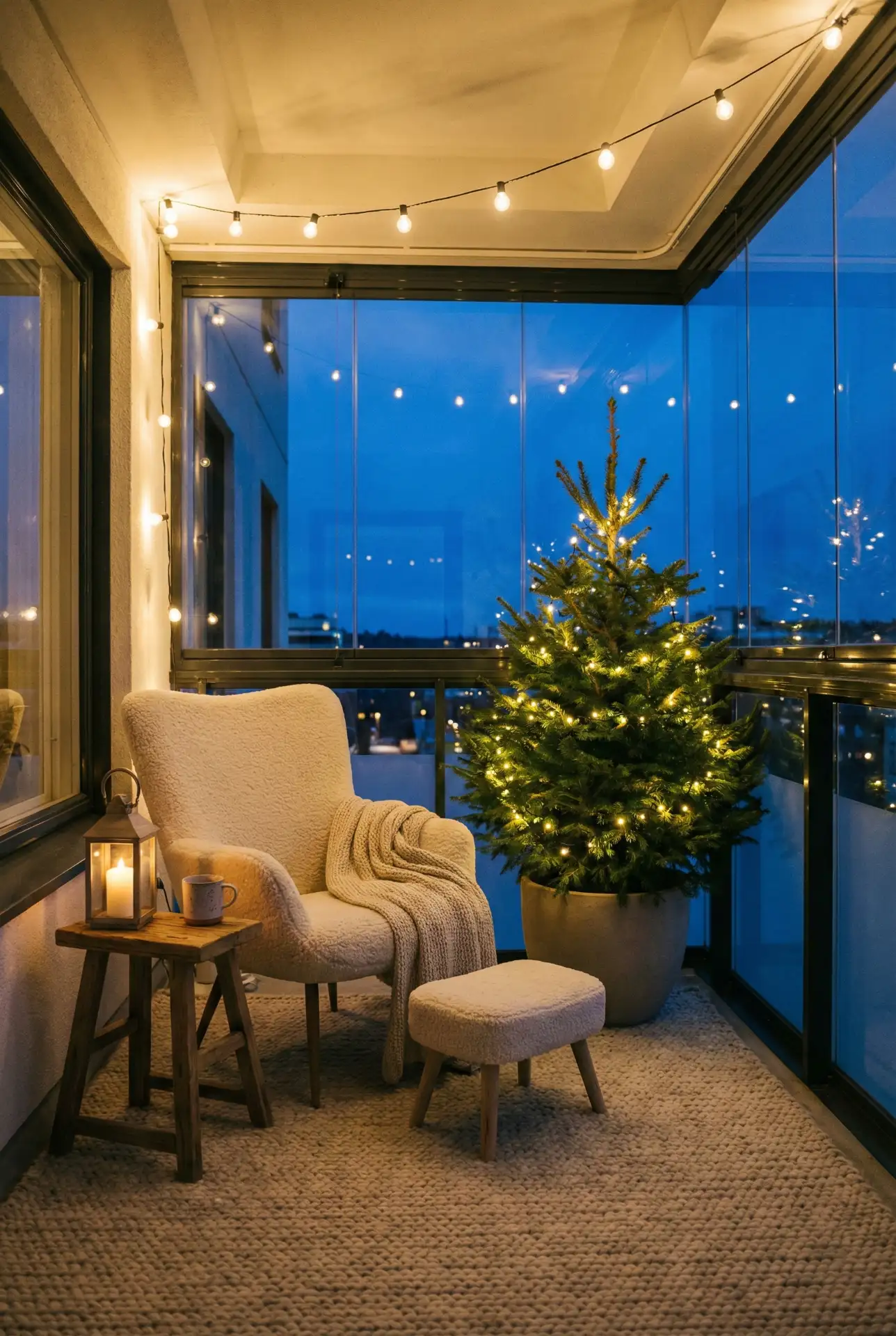Christmas Cozy Closed Balcony Movie Nook 1