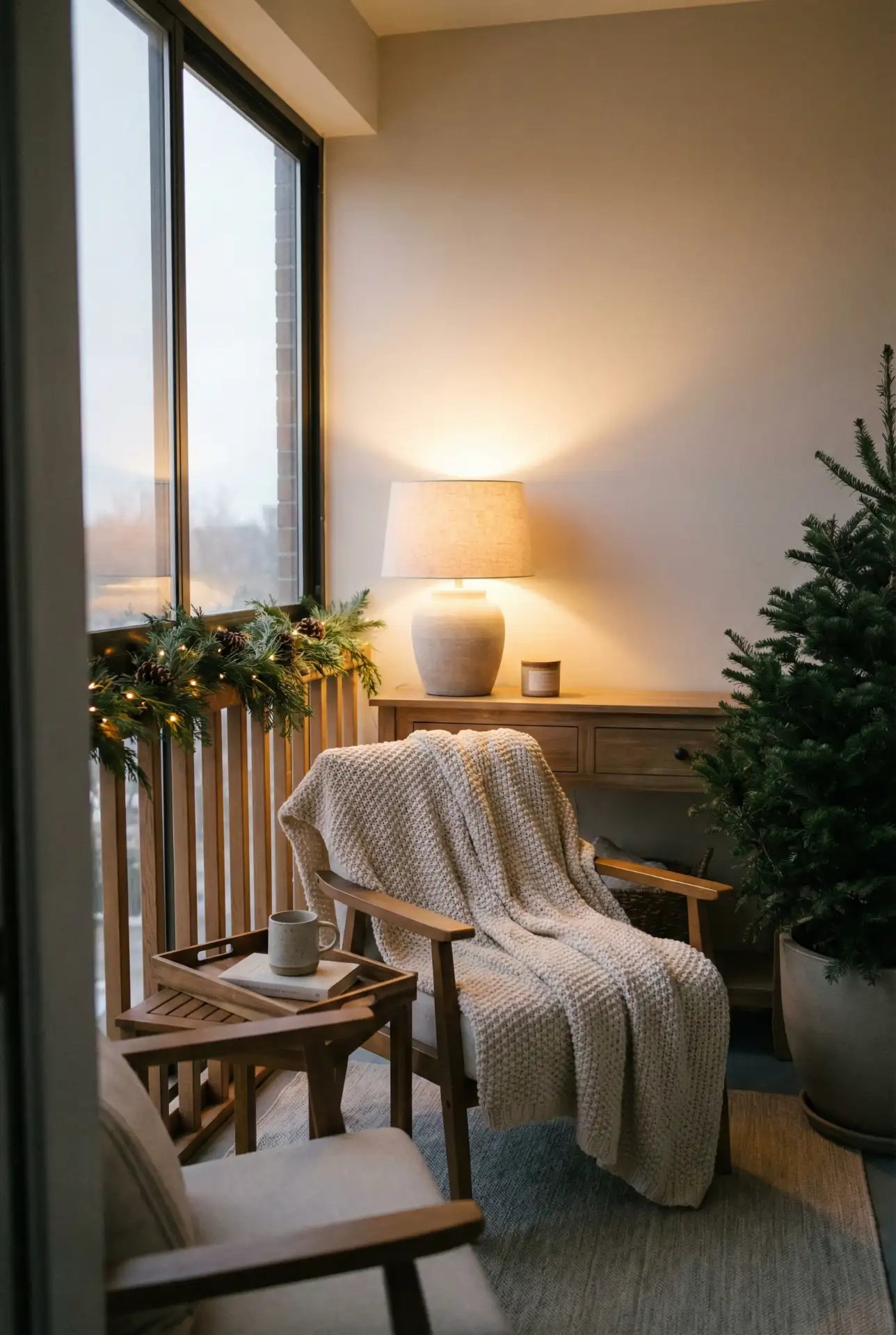 Christmas Cozy Closed Balcony Movie Nook 2