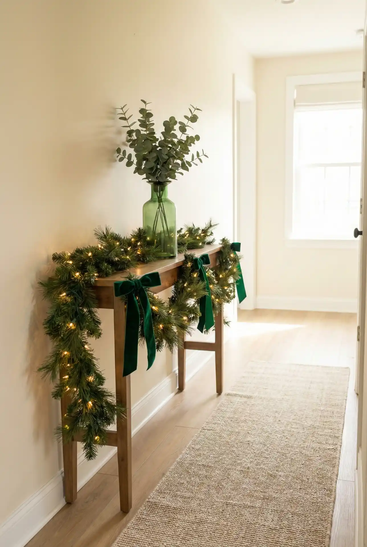 Christmas Entry Hallway With Grinch-Green Accents Done Tastefully 1