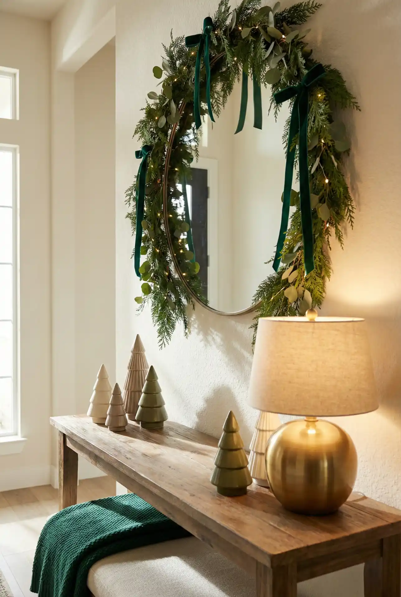 Christmas Entry Hallway With Grinch-Green Accents Done Tastefully 2