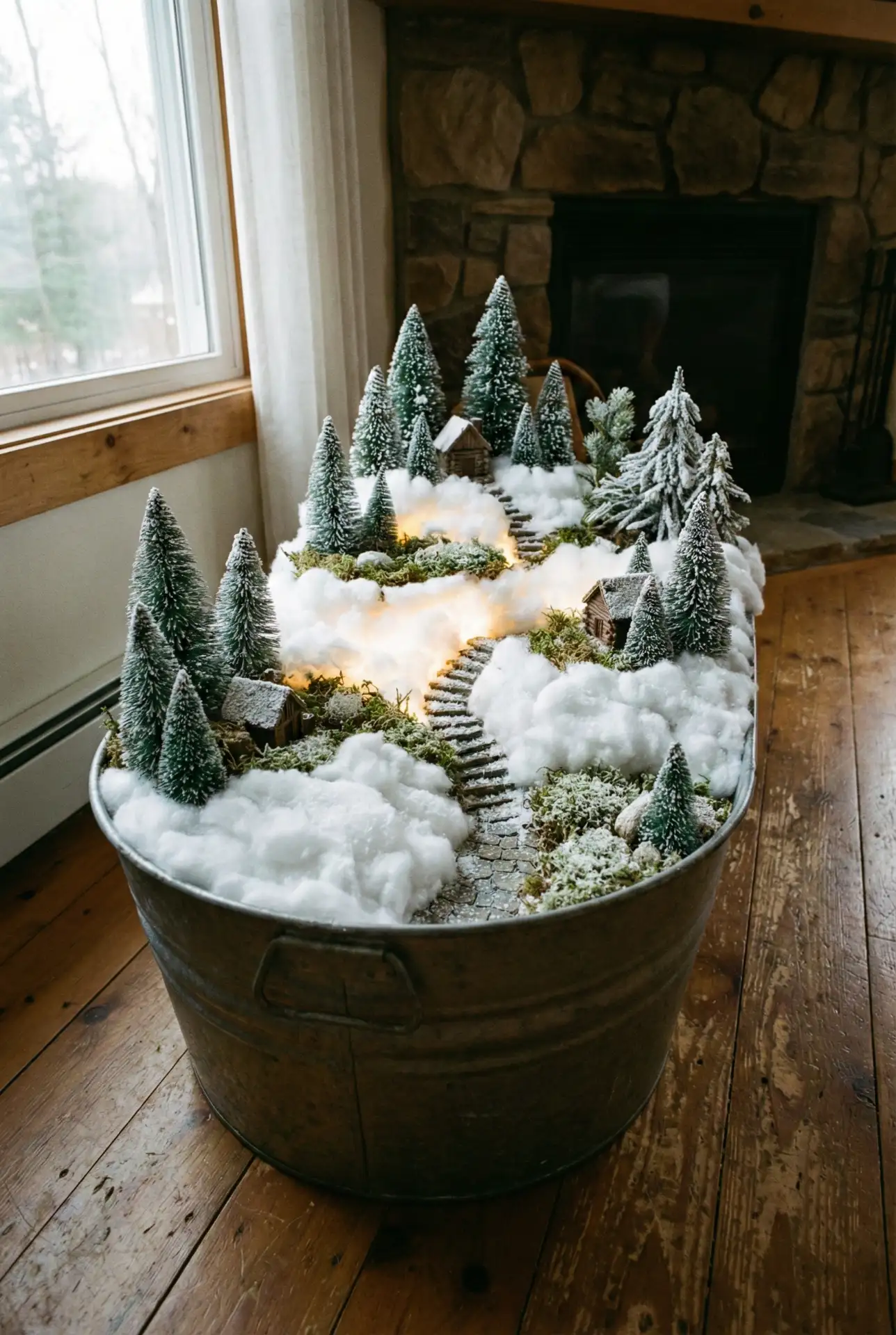 Christmas Snowy Fairy Garden In An Outdoor Large Tub 2