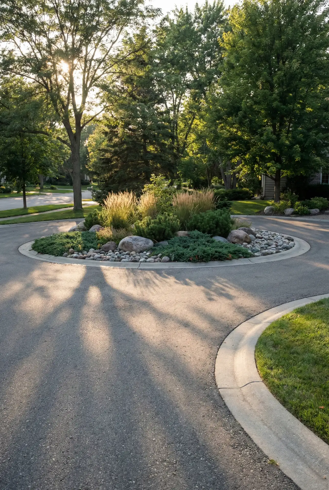 Circular Driveway With Center Garden Feature 1