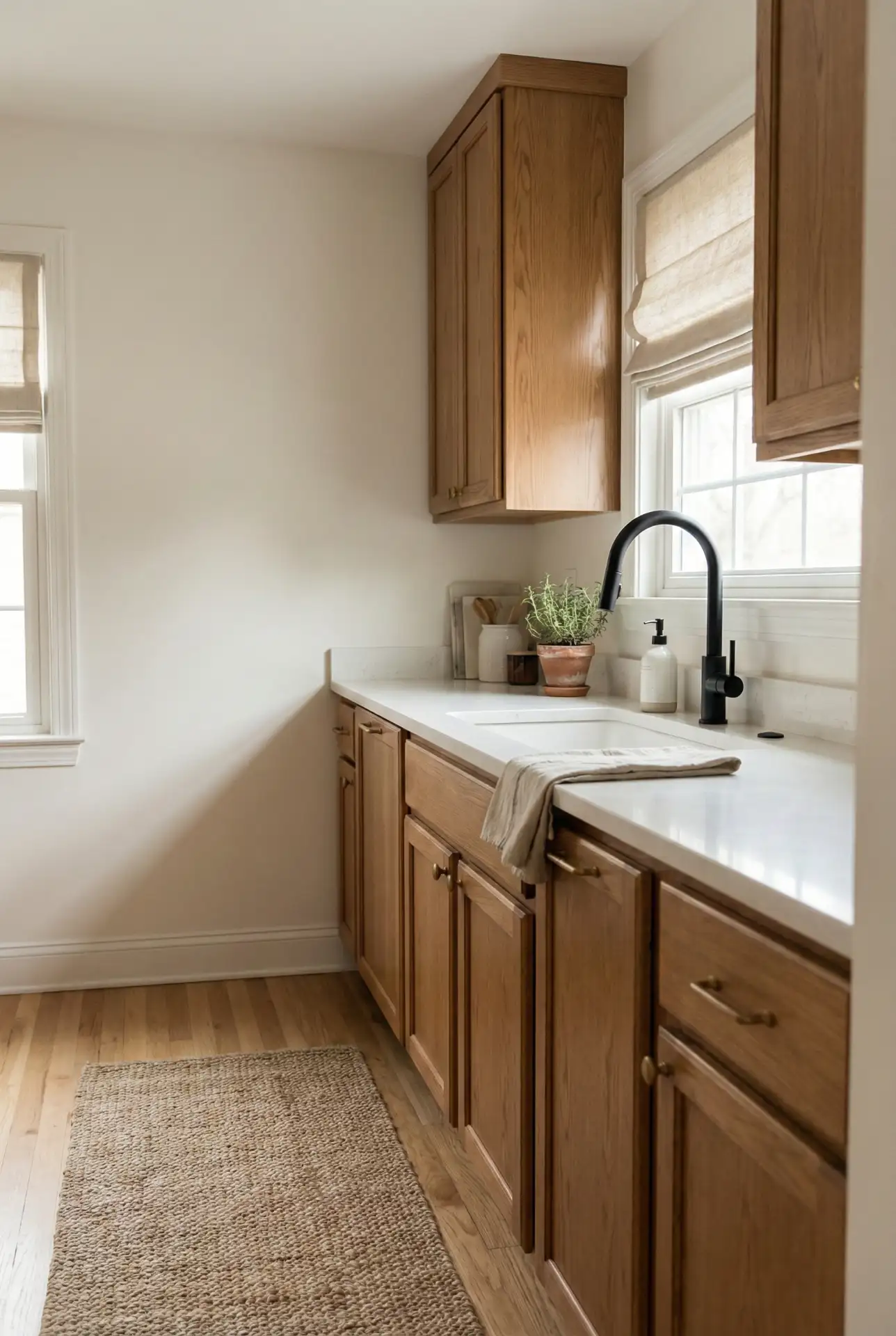Classic White That Makes Oak Cabinets Feel Fresh Again 2