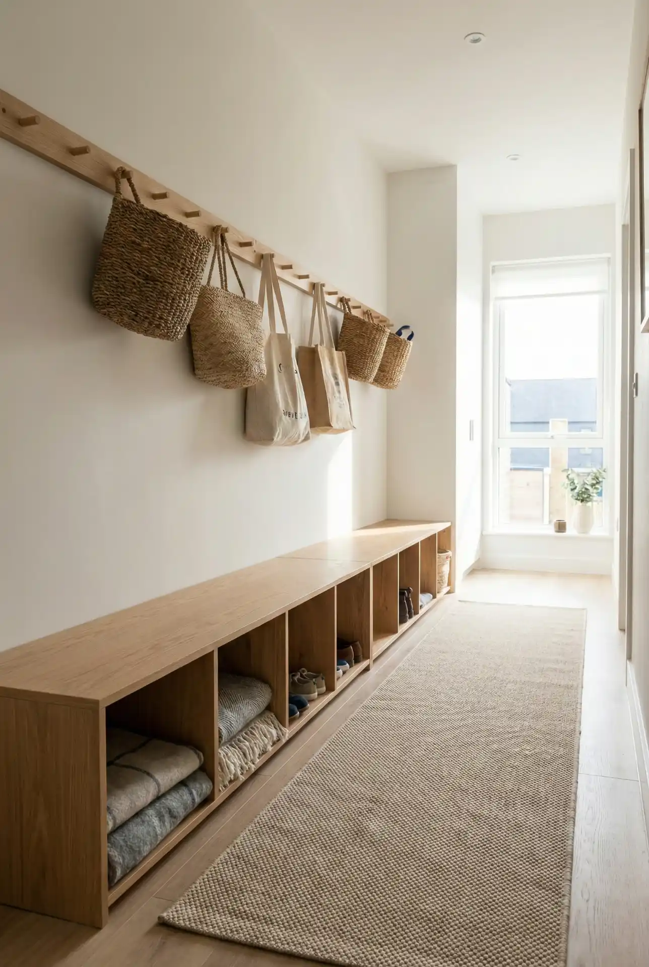 Classroom-Inspired Hallway With Peg Rail And Organized Storage 1