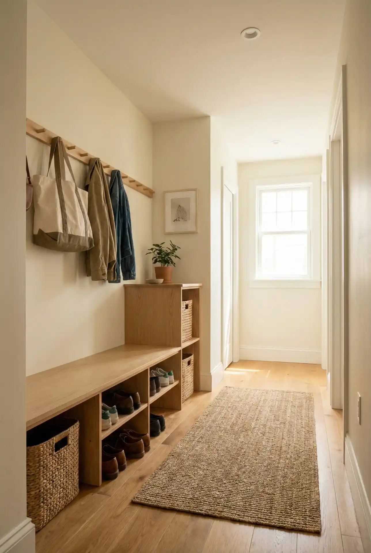 Classroom-Inspired Hallway With Peg Rail And Organized Storage 2