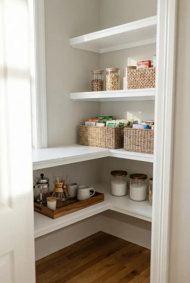 Closet Pantry With Modern Coffee + Snack Shelves 1