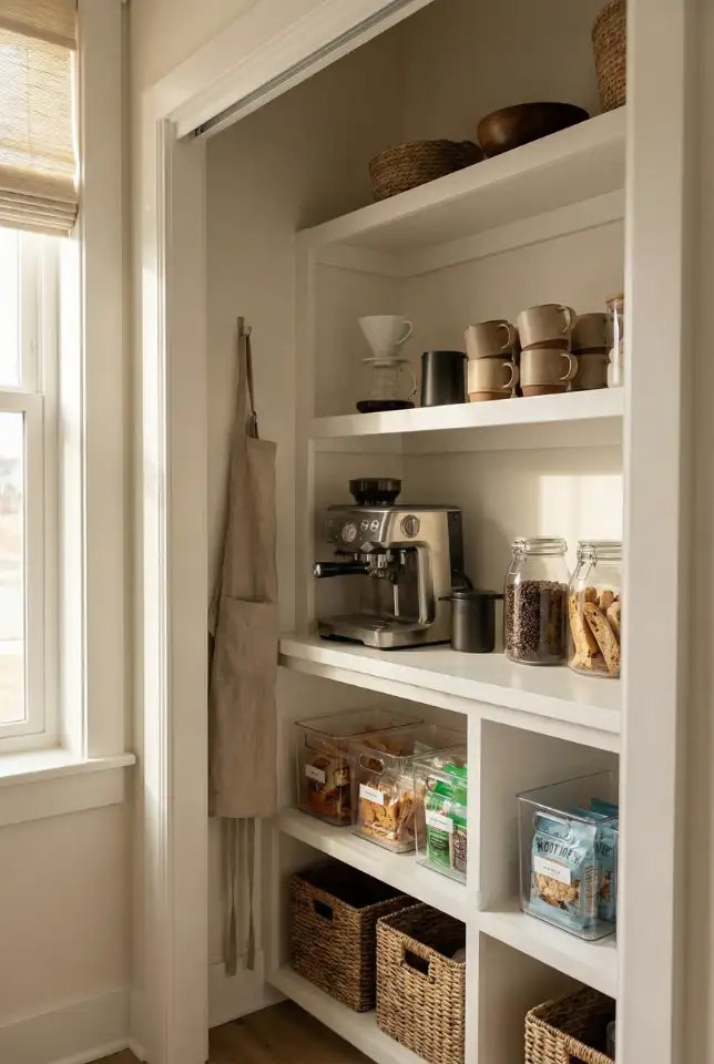 Closet Pantry With Modern Coffee + Snack Shelves 2