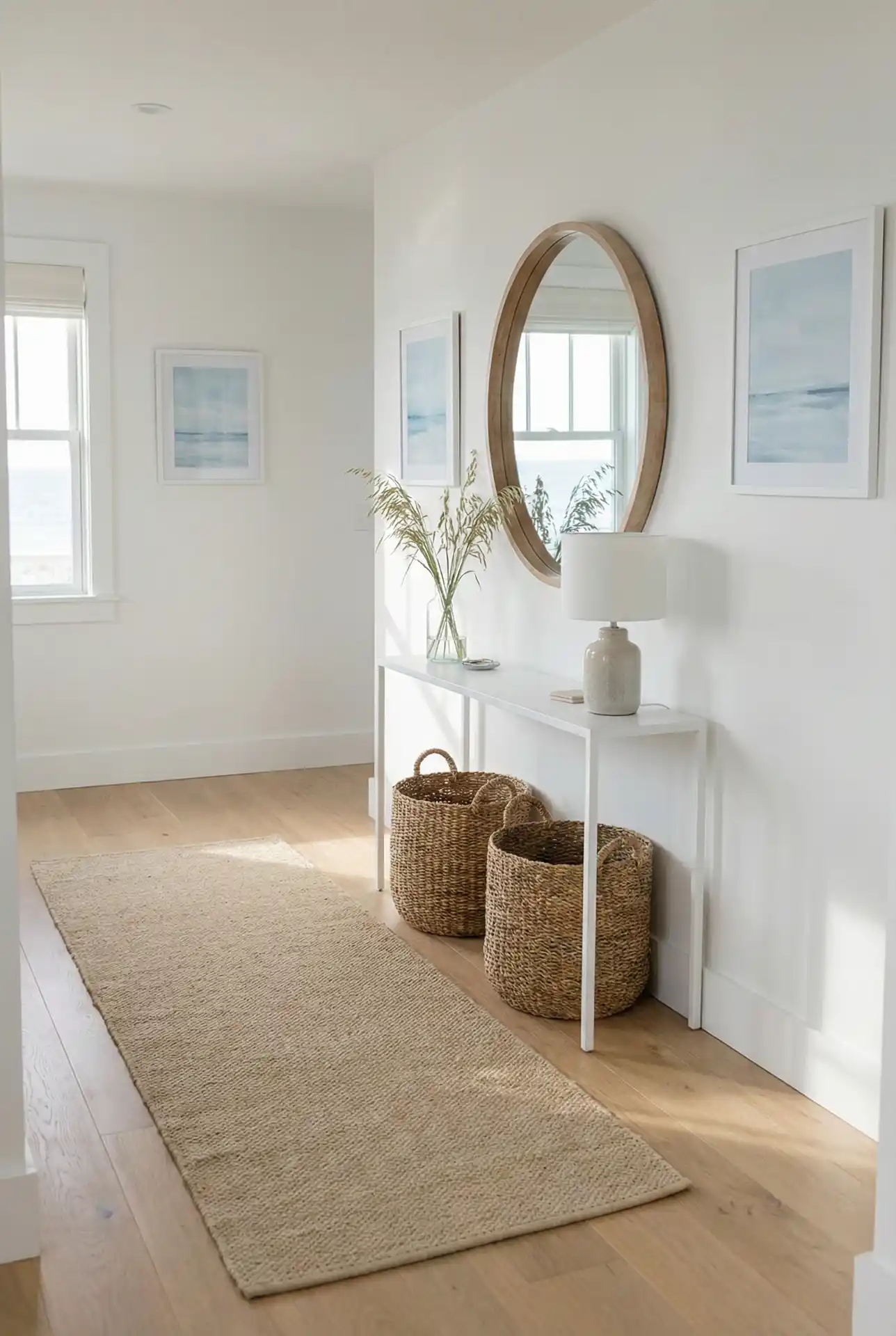 Coastal Hallway With Sea-Inspired Calm And Light Reflective Finishes 1