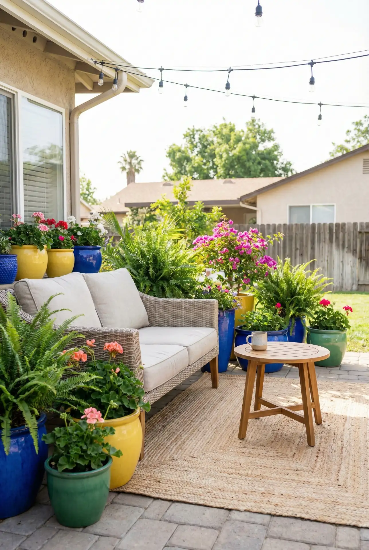 Colorful Container Garden With Layered Seating 2